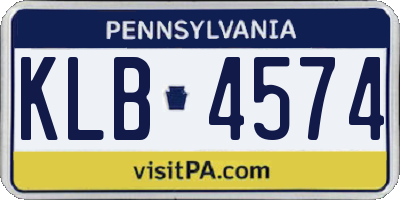 PA license plate KLB4574