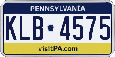 PA license plate KLB4575