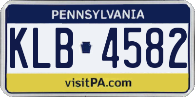 PA license plate KLB4582