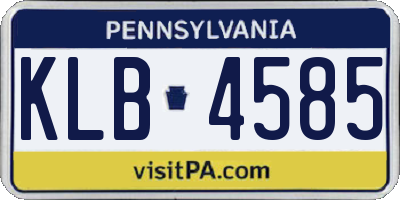 PA license plate KLB4585