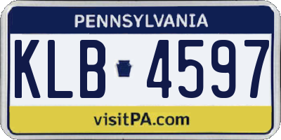 PA license plate KLB4597
