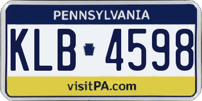 PA license plate KLB4598