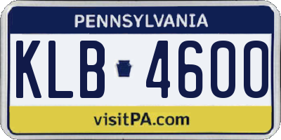 PA license plate KLB4600
