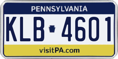 PA license plate KLB4601