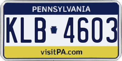 PA license plate KLB4603