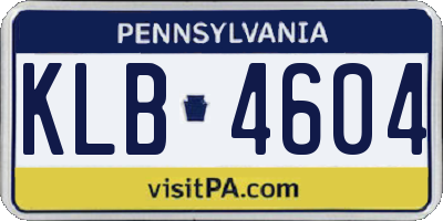 PA license plate KLB4604