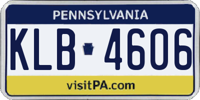 PA license plate KLB4606