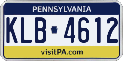 PA license plate KLB4612