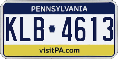 PA license plate KLB4613
