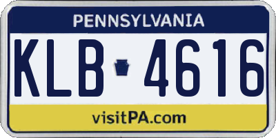 PA license plate KLB4616