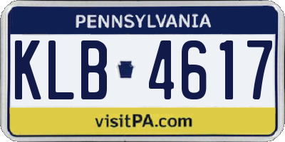PA license plate KLB4617