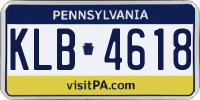 PA license plate KLB4618
