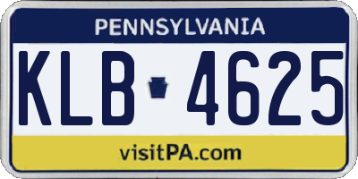 PA license plate KLB4625
