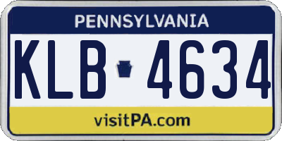 PA license plate KLB4634