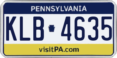 PA license plate KLB4635