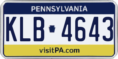 PA license plate KLB4643