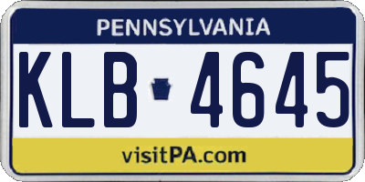 PA license plate KLB4645