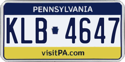PA license plate KLB4647