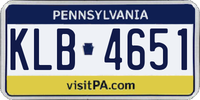 PA license plate KLB4651