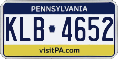 PA license plate KLB4652