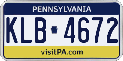 PA license plate KLB4672