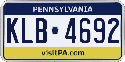 PA license plate KLB4692