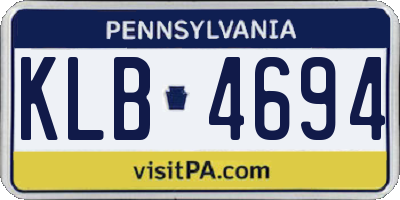 PA license plate KLB4694