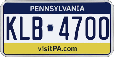 PA license plate KLB4700
