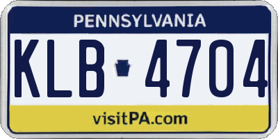 PA license plate KLB4704