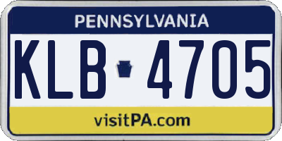 PA license plate KLB4705