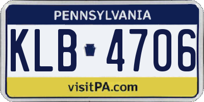 PA license plate KLB4706