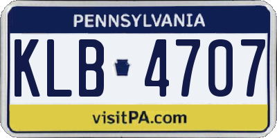 PA license plate KLB4707