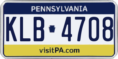 PA license plate KLB4708