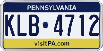 PA license plate KLB4712