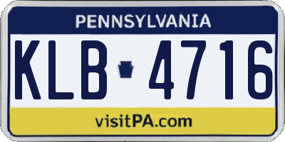 PA license plate KLB4716