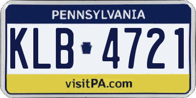 PA license plate KLB4721