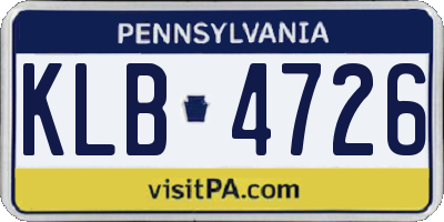 PA license plate KLB4726