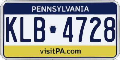 PA license plate KLB4728