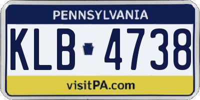 PA license plate KLB4738