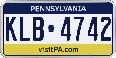 PA license plate KLB4742