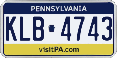 PA license plate KLB4743