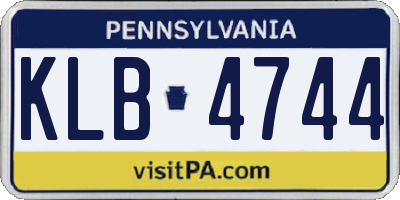 PA license plate KLB4744