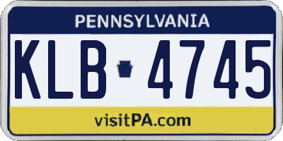 PA license plate KLB4745