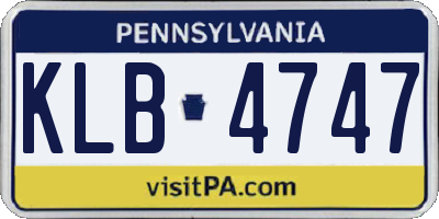 PA license plate KLB4747