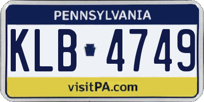 PA license plate KLB4749