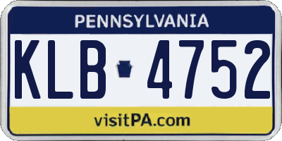 PA license plate KLB4752