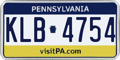 PA license plate KLB4754