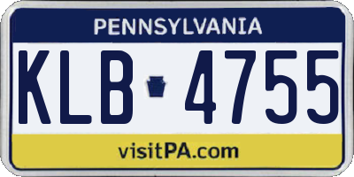 PA license plate KLB4755