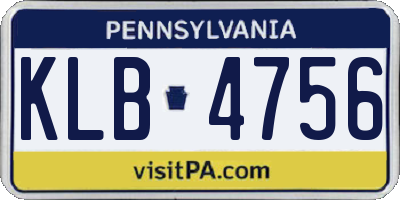 PA license plate KLB4756