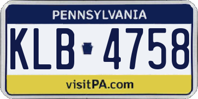 PA license plate KLB4758